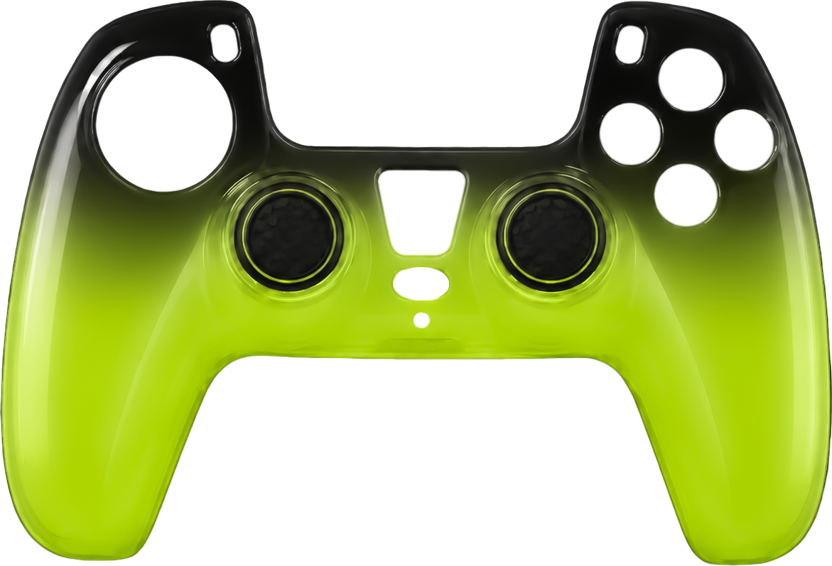 Remix Green silicone protective case with thumb grips for PS5 DualSense controller